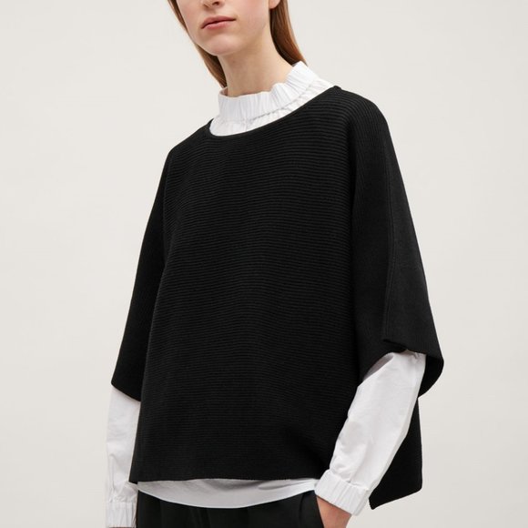 Cos Cropped Oversized Knit Jumper Dark 